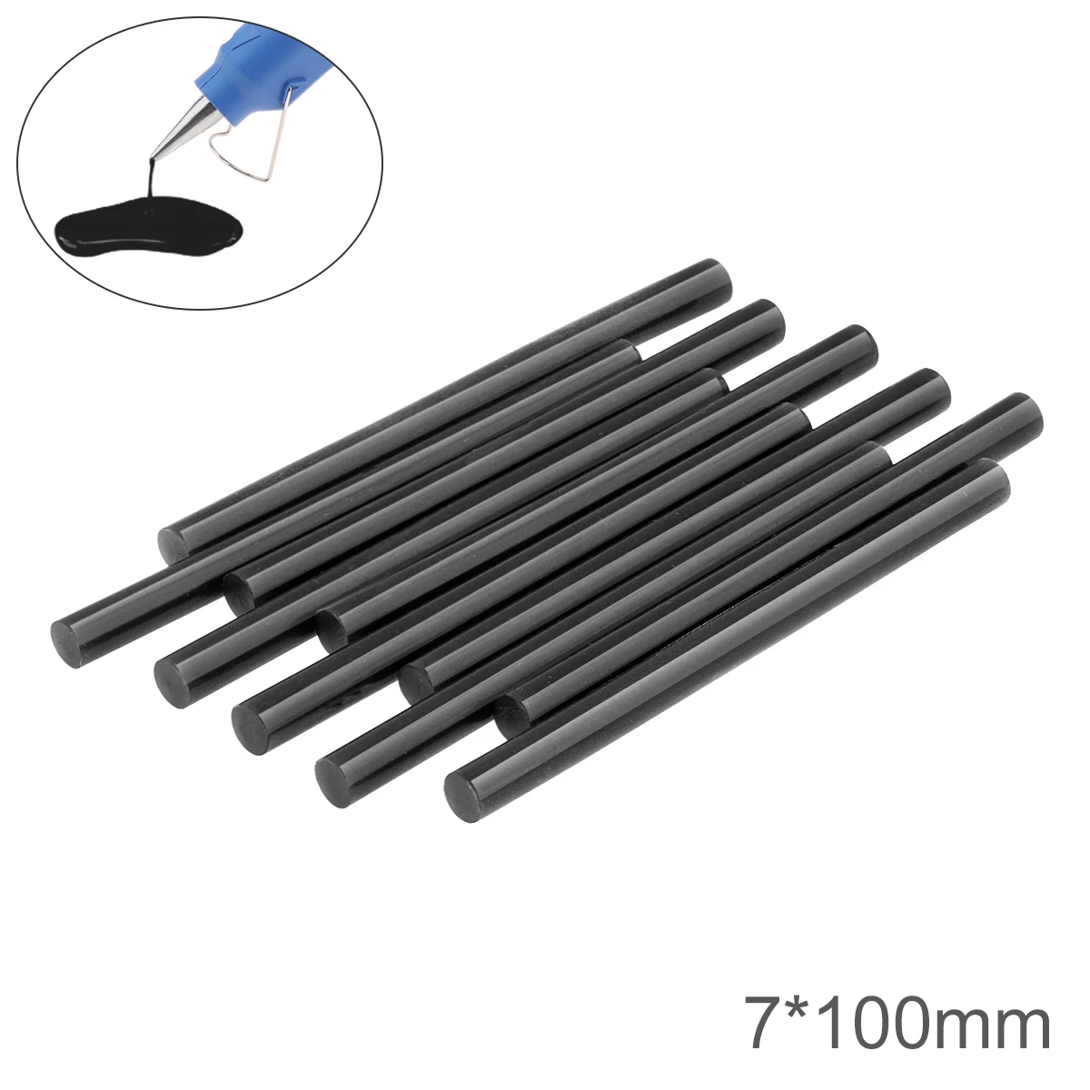 Black Hot Melt Glue Sticks, 7mm x 100mm - Adhesive DIY Craft and Repair Tool (5 or 10 Pack)
