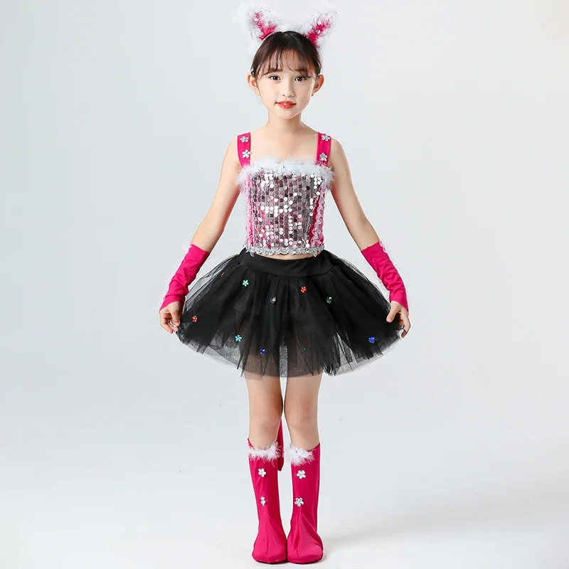 

Костюм для танцев животных, одежда для выступлений, костюм для танцев животных для девочек и дошкольников, костюм для джазовых танцев и кошек, юбка-пачка для девочек, для детей