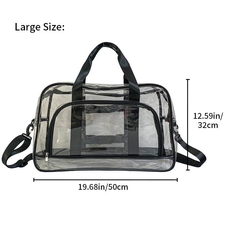 1Pcs Clear Transparent Travel Bag Large Capacity Clear PVC Crossbody Bag Fitness Storage Transparent Handbag