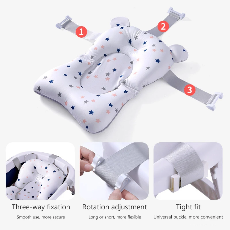 Baby Bath Seat Support Mat Foldable Baby Bath Tub Pad & Chair Newborn Bathtub Pillow Infant Anti-Slip Soft Comfort Body Cushion baby bath seat baby bath support pad baby bath tool