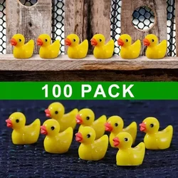 30/50/100Pcs Resin Mini Duck Miniature Figurines Ornaments Decor Yellow Animal Garden Crafts Tiny Duck Landscape Plants Fairy
