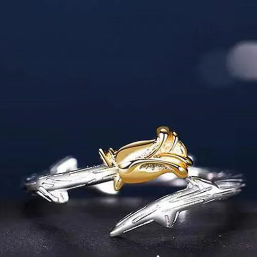 The Little Prince and Roses Couple Rings A Pair of Open Rings for Men and Women Valentine's Day Anniversary  Jewelry Gift