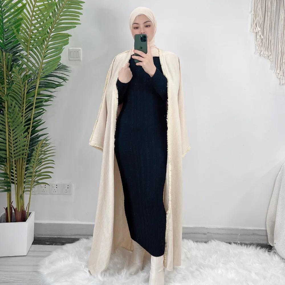 

Кафтан Дубай Abaya Внутреннее платье Турция женское арабское мусульманское тонкое платье кафтан зимние вязаные абаи для женщин халат мусульманская одежда