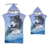 Wolf Large Beach Towel Bath Towel Quick Dry Towels Hooded Cloak Wetsuit Adult Child Parent-Child Poncho Bathrobe for Swim Surf 5