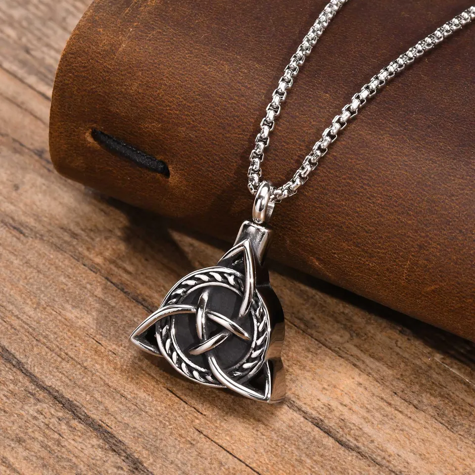 Cross Celtic Knot Cremation Urn Necklace - Keepsake Pendant For Ashes Memorial Jewelry