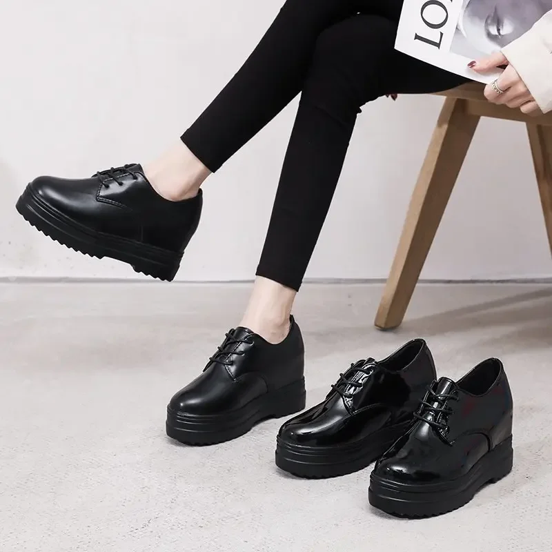 Bullock Calzature Donna Oxford Scarpe Primavera Autunno Brogue Derby Pelle Stringate Classic Lady Donna Platform Flats Donna