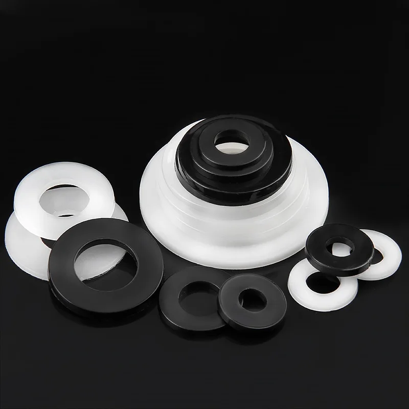 Plastic Nylon Flat Washer Plane Spacer rubber washers stainless steel washer sealing gasket adjusting shim gasket battery insulation gasket M2 M2.5 M3 M4 M5 M6 M8 M10 M12~ M24 Insulation Gasket Ring For Screw 0.5~3mm White/ Black