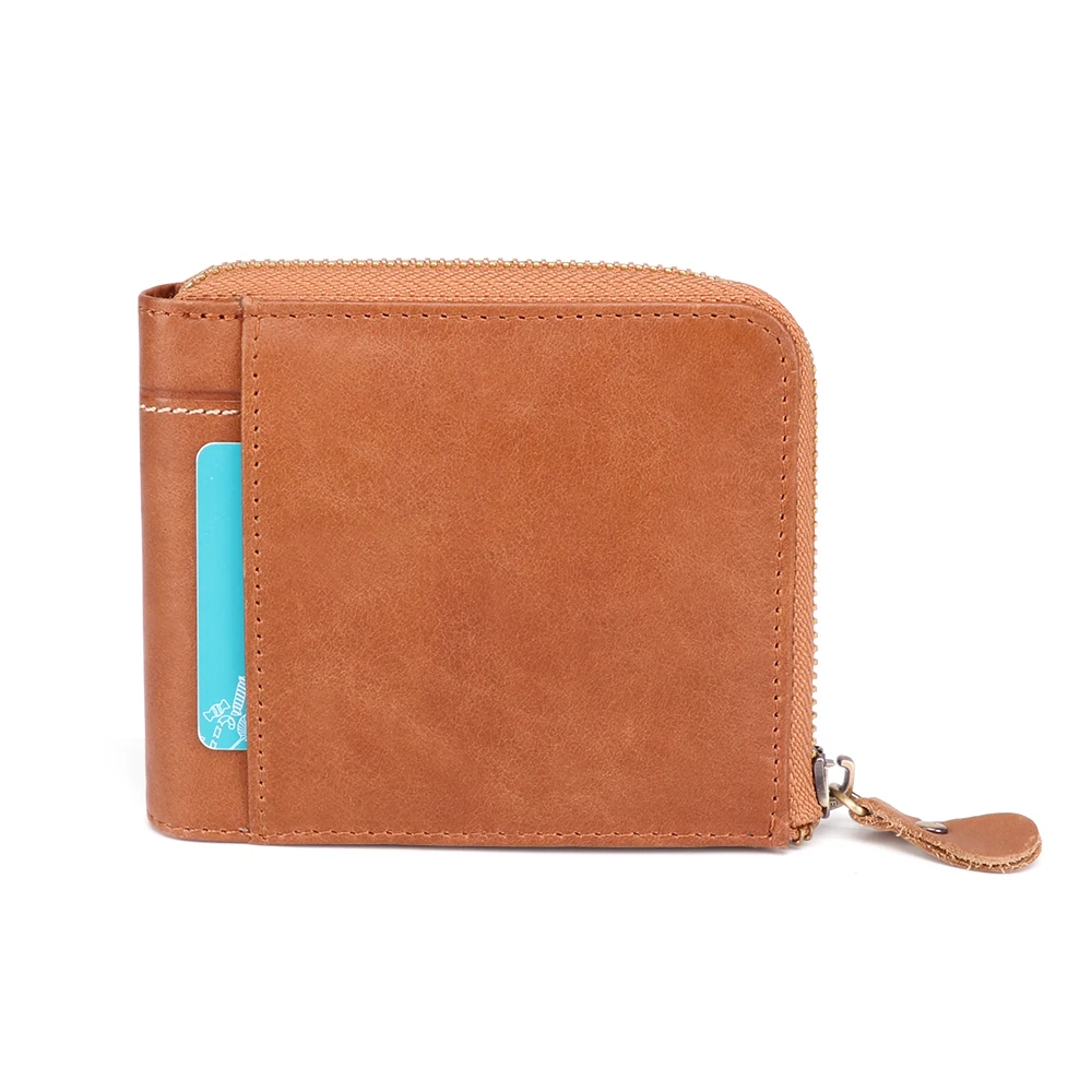 Cowhide Wallet Men Business Retro RFID Genuine Leather Wallet Multi Card Zipper Wallet Zero Wallet Card Wallet For Men