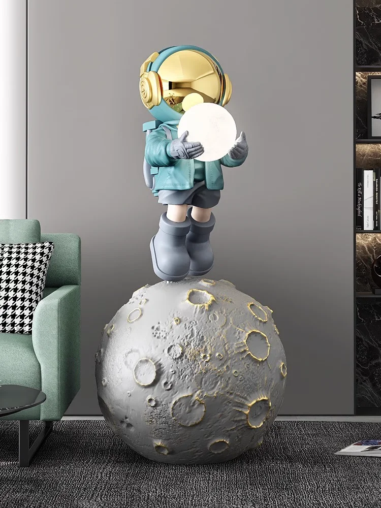 Astronaut Sculpture Small Lamp, Large Living Room Floor-standing Ornaments, Bedroom Sleep Lamp, Home Accessories