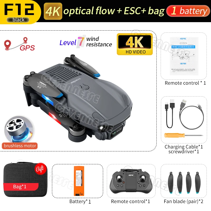 CEVENNESFE F12 GPS Drone 4K Professional 6K HD Dual Camera Wi-Fi FPV RC helicopter Brushless Foldable Quadcopter RC Distance 2KM rc military helicopter RC Helicopters