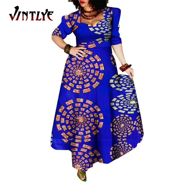 African Style Dresses for Women Elegant Evening Gowns African Party Dress Maxi Ankara Floral Printed Robe Africaine Femme WY092 20