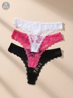 Awesomea 3 pièces de sous-vêtements avec nœud en dentelle pour femme – Culotte taille basse douce et confortable – Slip léger respirant, extensible et sans couture 4