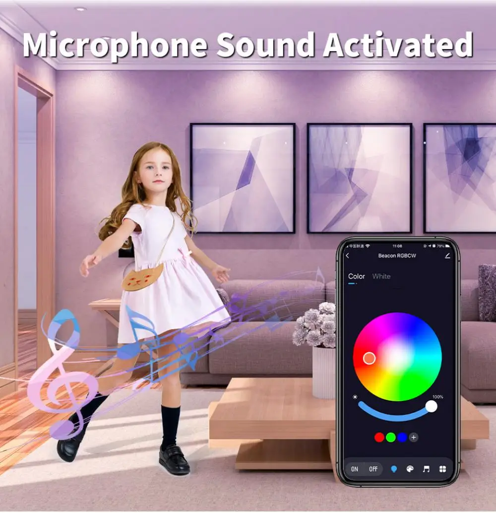 Description Picture 2 of itemAUBESS Tuya Bluetooth-Compatible Downlight Colorful Spot LED Lamp Recessed Round Light Work With Smart Life Alexa Google Home