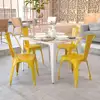 Luke Commercial Grade 4 Pack Yellow Metal Indoor-Outdoor Stackable Chair 3