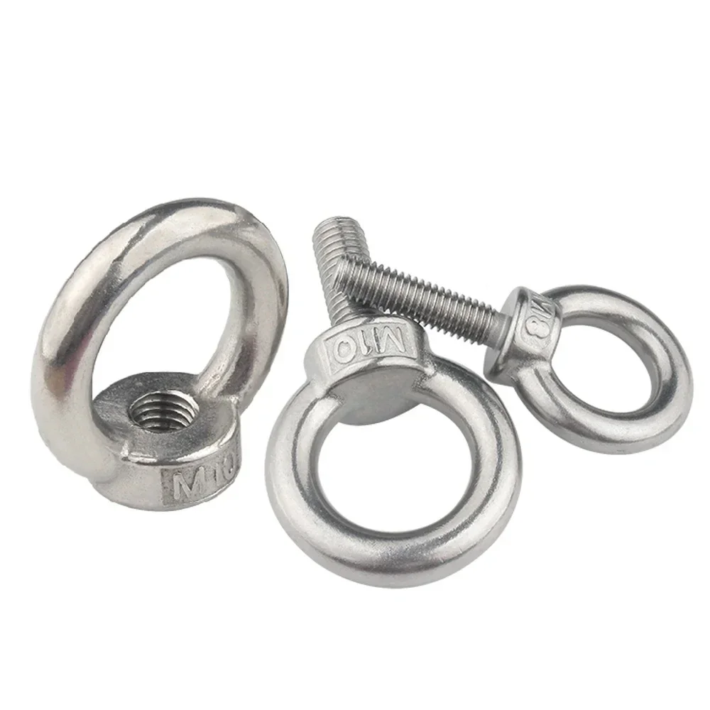 1-2Pcs Lifting Eye Nuts Screw Ring Eyebolt Ring Hooking Nut Screws M3 M4 M5 M6 M8 M10 M12 304 Stainless Steel