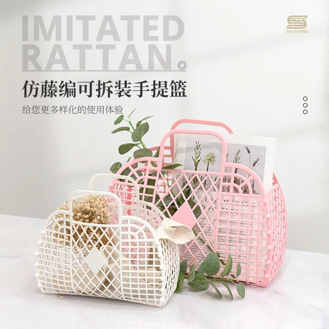 Mosoda Kosár Háló Üreges Kézitáska Nyári Női Műanyag Fürdő Mosás Otthoni Szervező Zselé Táska