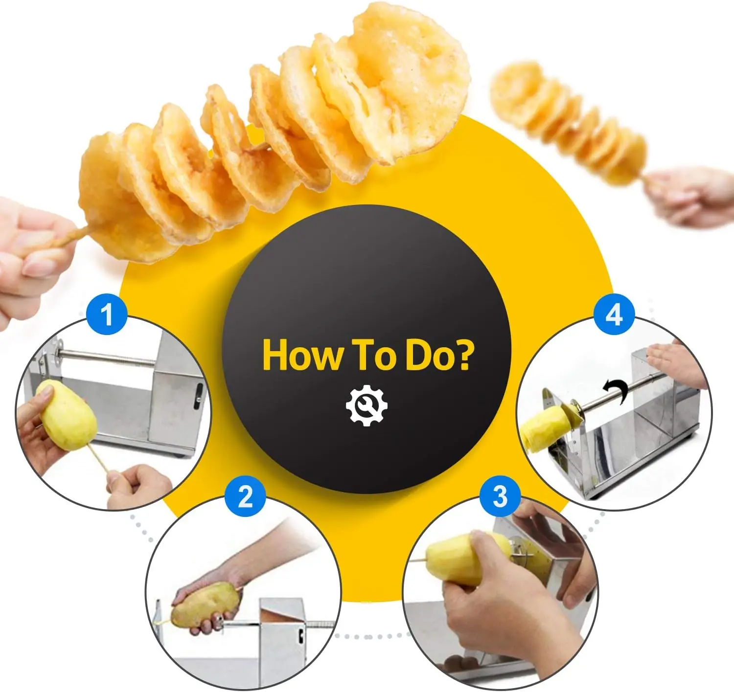 Manual Stainless Steel Cyclone Potato Tower Machine Twisted Potato Slicer Spiral Slicer French Fries