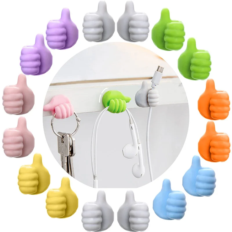 

5-50PCS Silicone Thumb Wall Hook Cable Management Wire Organizer Clips Wall Hooks Hanger Storage Holder For Kitchen Bathroom