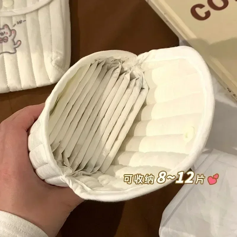 Mini Period Pouch 16x13cm Cotton Linen Sanitary Bag for Pads/Tampons Travel Organizer Elegant Clutch for Women & Teens