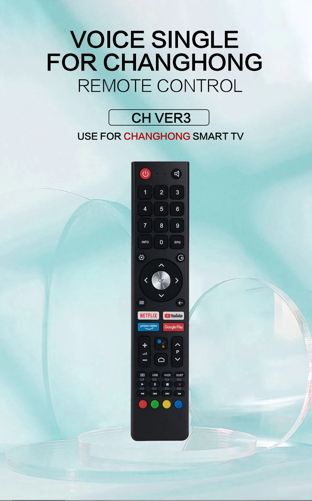 Voz tv controle remoto para chiq changhong