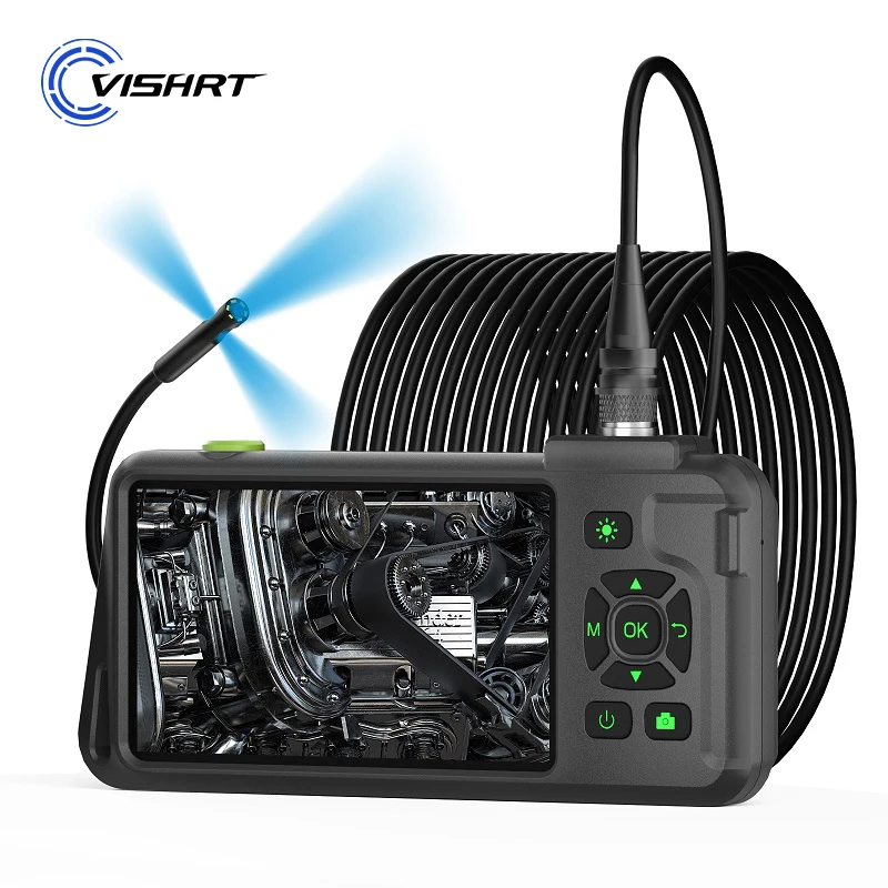 5'' IPS Industrial Endoscope Camera 1080P HD Split Design Waterproof Autofocus Camera 5.0MP for Car Sewer Check 15m Rigid Cable 1