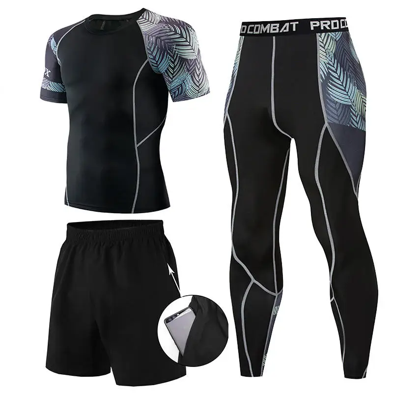 Men's Muay Thai Men MMA Kickboxing Sport Suit BJJ Rashguard T Shirts Rash Guard Fitness Tracksuit Boxing Jersey Running Set 61