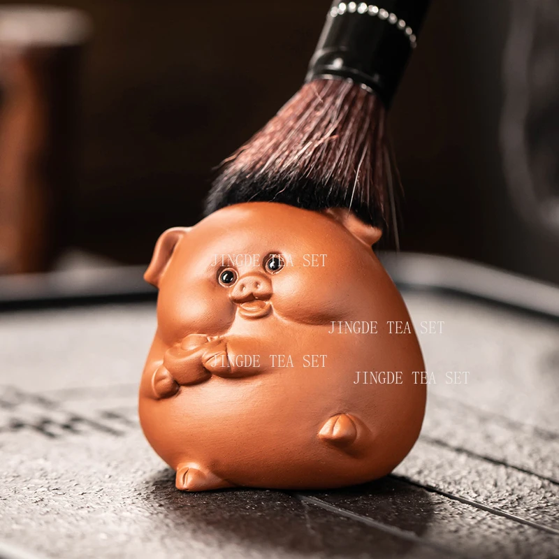 1pcs Purple Clay Pig Tea Pet Kung Fu Tea Ceremony Accessories Desktop Ornament Maintainable Cute Piggy Decorates Tea Play