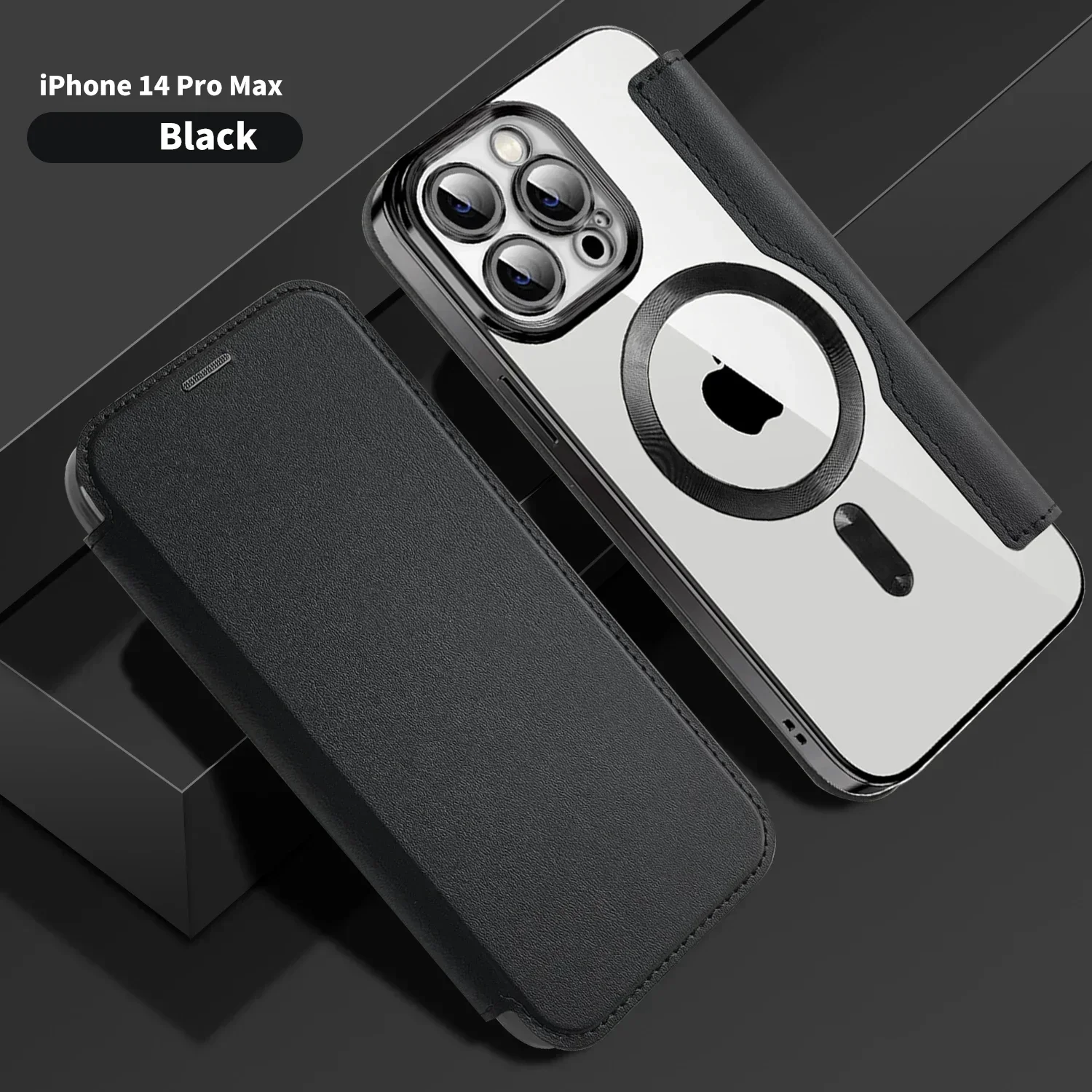 Electroplated Flip Leather Case with Magsafe Charging – Luxury Protection Cover