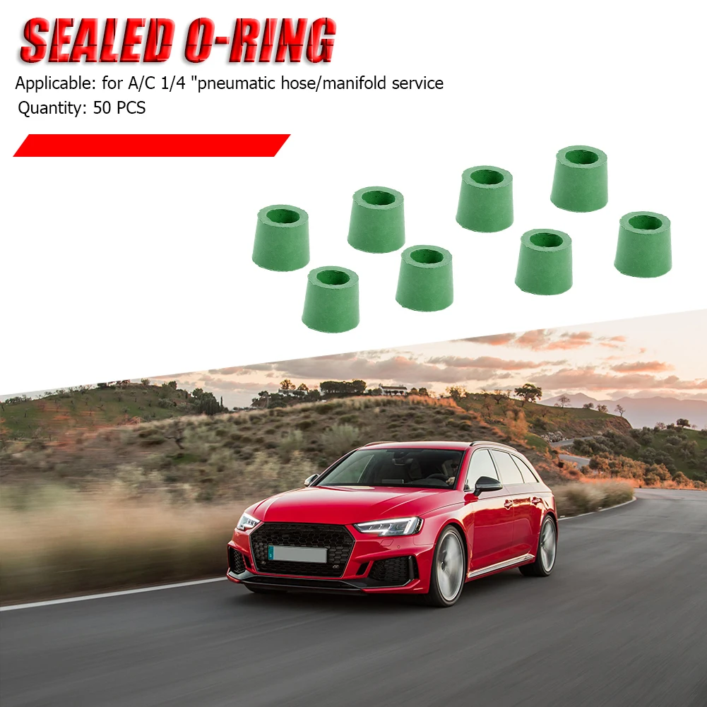 Repair Rubber Sealing O-ring 50pcs A/C 1/4 inch Green Outdoor Charging Hose Manifold Anti-resistance Repairing Parts