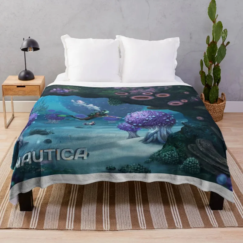 

Su-bnautica Diving Art Throw Blanket Travel Comforter Blanket blankets
