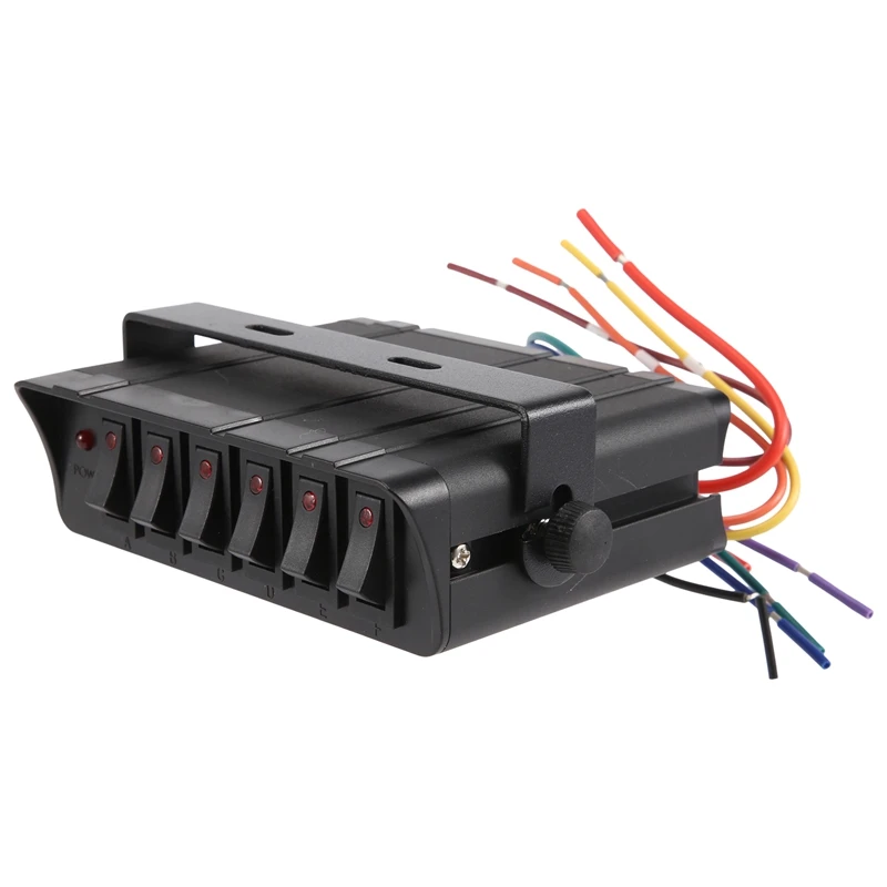 

6 Gang On/Off Rocker Switch Box With LED Light,12-24V 80A Switch Panel For Automotive Vehicle Boat Marine SUV