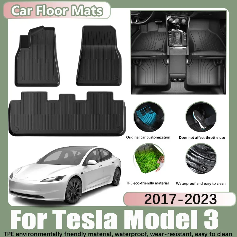 

Автомобильные коврики LHD из ТПЭ для Tesla Model 3 2017-2023 2018, поставки ковриков, автомобильные водонепроницаемые подкладки для ног, подкладка под заказ, аксессуары