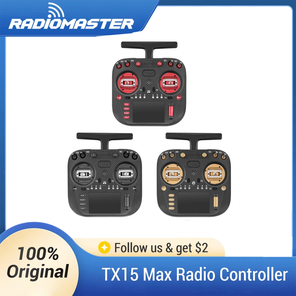 Radiomaster TX15 Max Radio Controller 4GB ExpressLRS 3.5inch IPS Touchscreen With AG02 CNC Hall Gimbal Built-in Gyro Microphone
