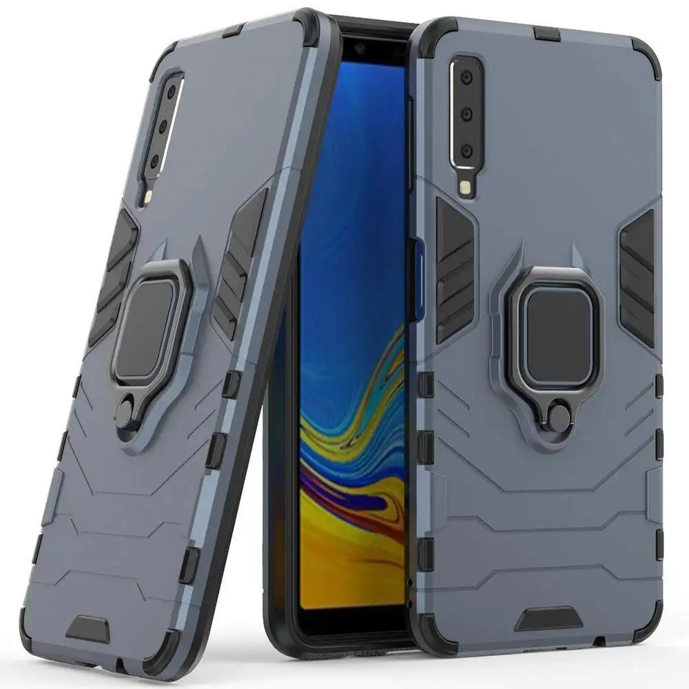 Luxury Armor Shockproof Phone Case with Silicone TPU and Metal Ring Holder