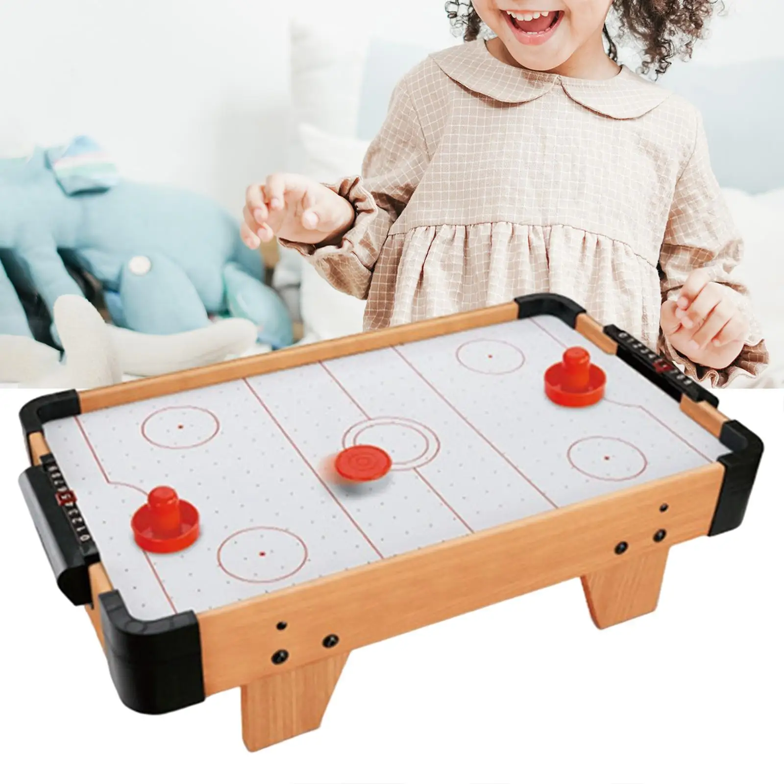 Mini Air Hockey Table with Sliders and Pucks Battle Game,Desktop Playing Field Family Game for Children 4