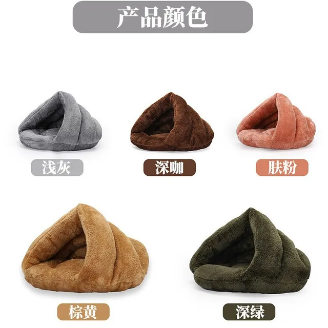 S93941c644e904b8cb0cb091f9b38e4b8t.jpg Autumn and Winter soft plush pet bed and pet bed Winter warm and cold plush comforter nest Shell cat nest semi-enclosed cat nest