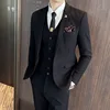 2023 Fashion New Men Boutique Solid Color Business Wedding Groom Suit Three Piece Set 3 Pcs Dress Blazers Jacket Coat Pants Vest 3