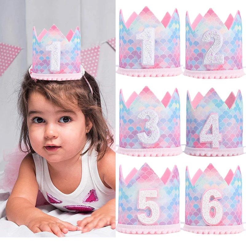 

Русалочка вечеринка красочный день рождения радуга корона шляпа детский день рождения украшенная шляпа русалка воздушный шар детский душ подарок