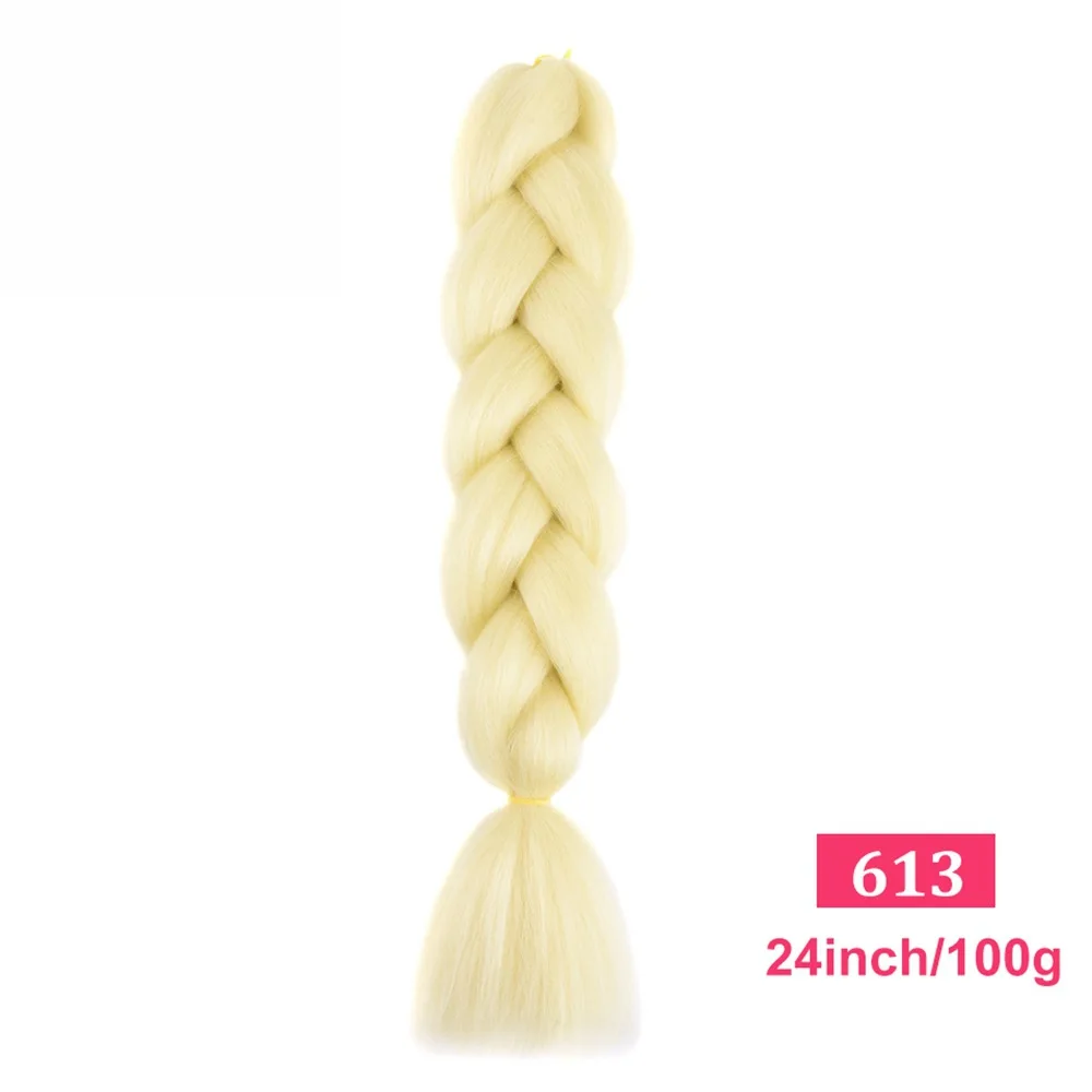 24 Inches Synthetic Fiber Pure Color Straight Jumbo Braids Hair Extensions For Women And Girl African Braiding Hair 1B 2# 4# 30 6
