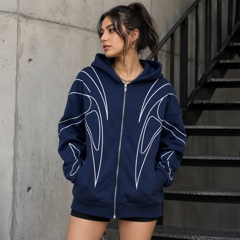 Women’s Graphic Zip-Up Hoodie - Image 3