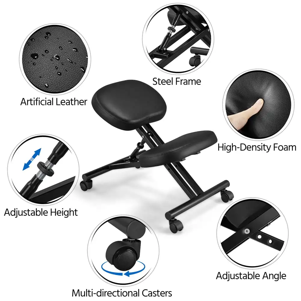 Yaheetech Ergonomic Kneeling Chair Adjustable Knee Stool Posture Corrective  Chair,Black