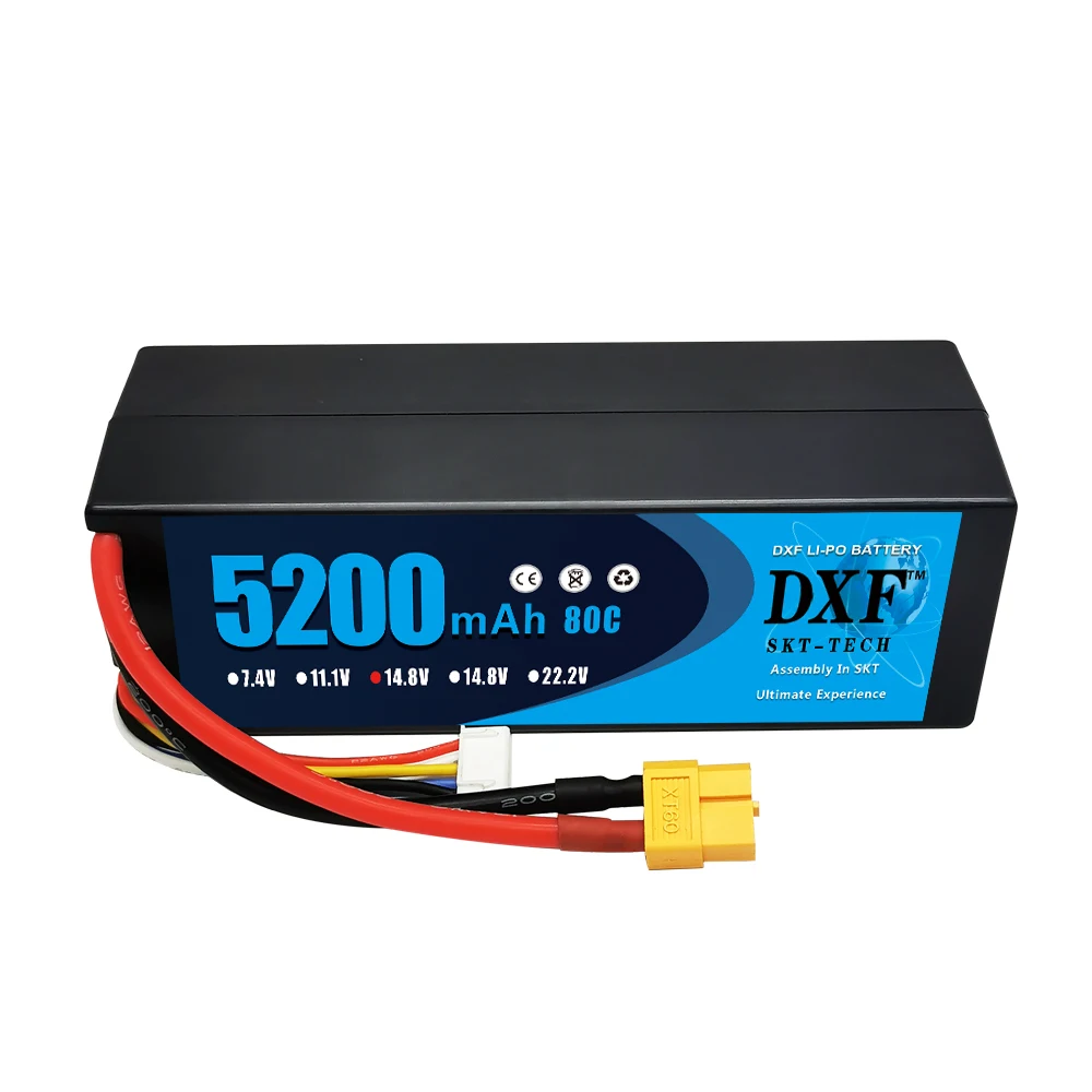 Batteria Dxf Lipo 4S 14.8V 5200Mah 80C Max 160C Custodia Rigida Per 1:8 1:10 Rc Car E Buggy Truggy Trx Car