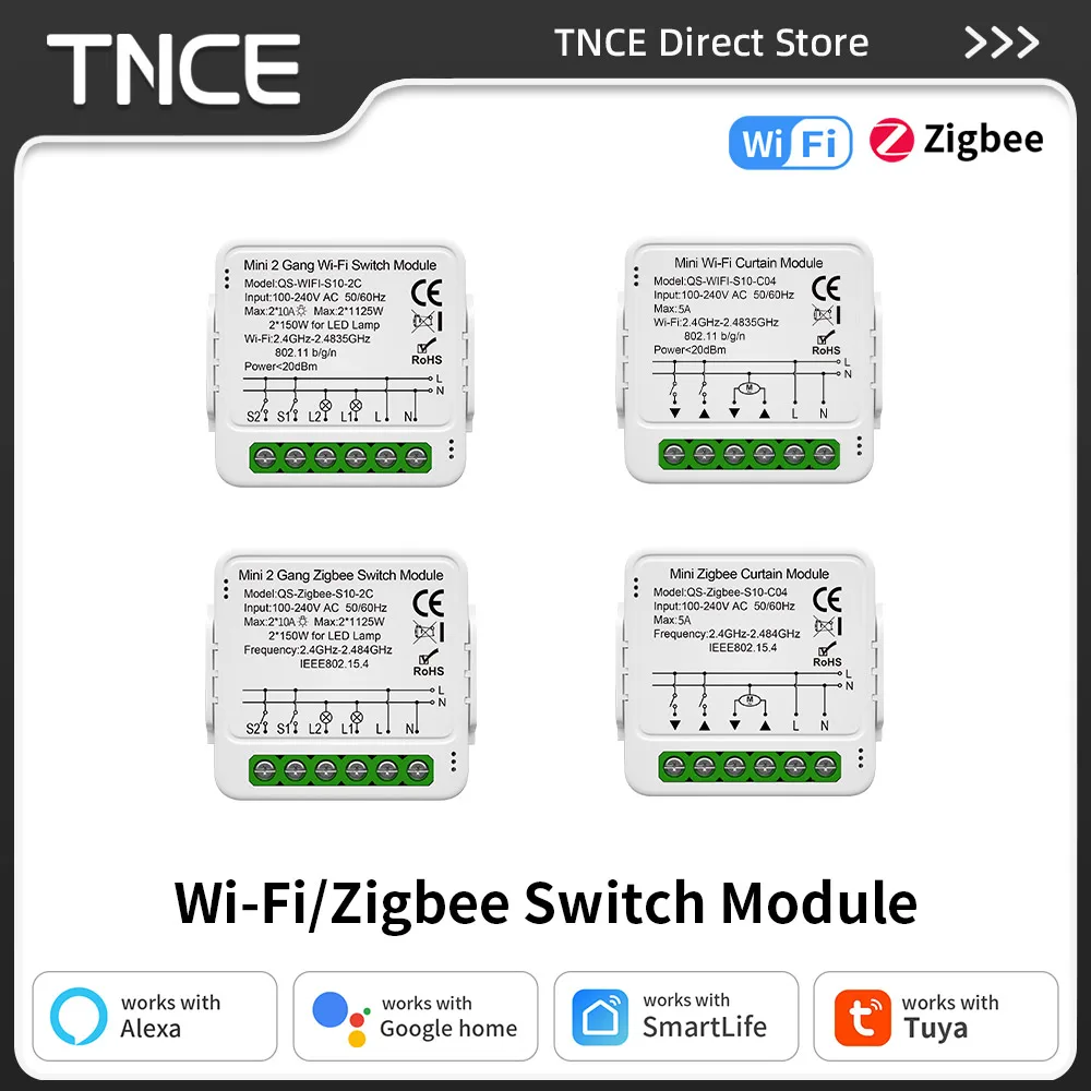 TNCE TUYA WIFI/Zigbee สวิทช์ผ้าม่าน Dimmer สมาร์ท DIY MINI โมดูล 2-way Control Breaker, เสียง Alexa Google Home 1