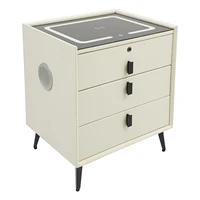 Умная прикроватная тумбочка с 3 ящиками, USB, трехцветный светодиодный порт для беспроводной зарядки, замок по отпечатку пальца, Bluetooth для спальни, гостиной — изображение 5