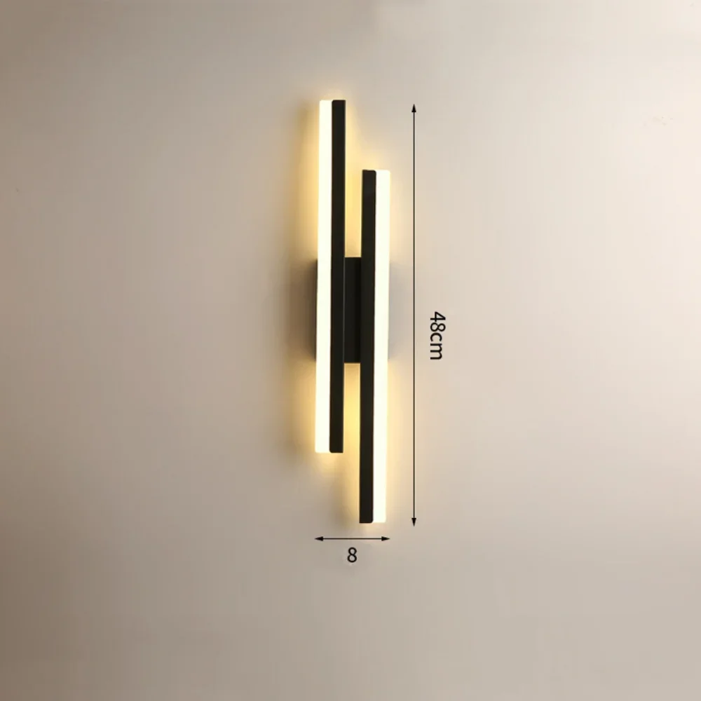 Modern Simple Led Wall Lamp Strip Light length 90-260V Bedroom Bedside Living Room Background Decoration Hotel Engineering