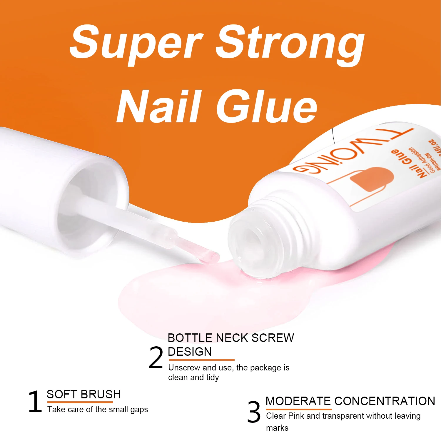 Super Strong Nail Glue For Press On False Nail Tips, Acrylic Fake Nails,Long-lasting Adhesion, Rhinestone Glue With Fast Drying 3