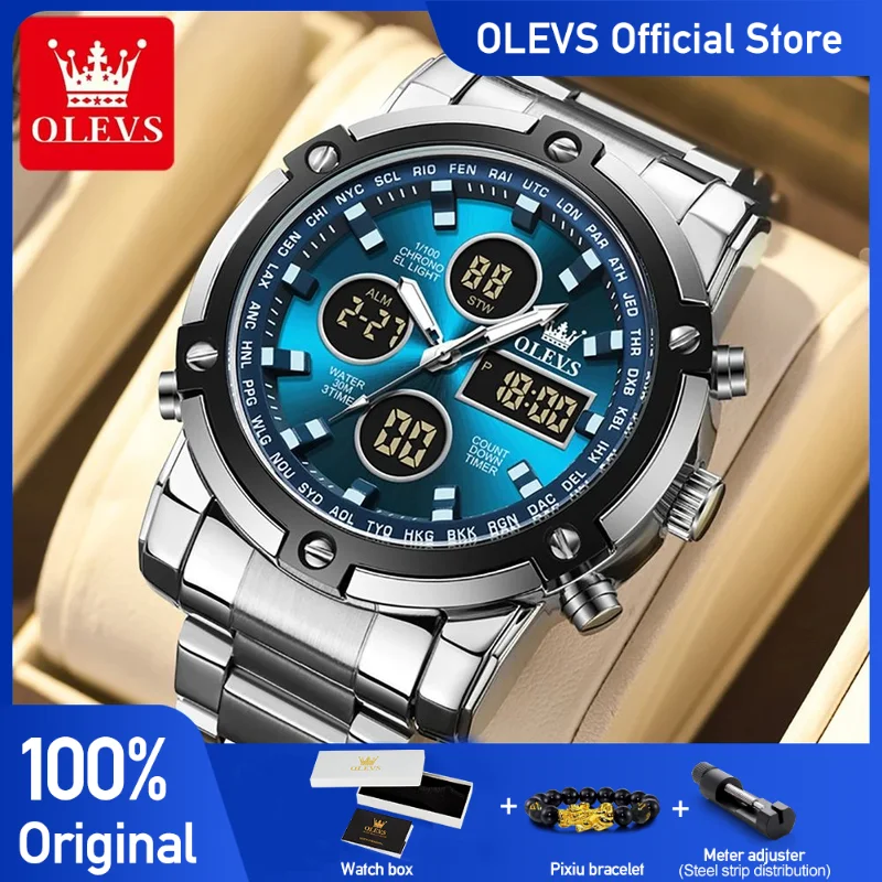 Orologio OLEVS Uomo – Cronografo Al Quarzo, Acciaio Inox, Impermeabile 30m, Con Data E Diamanti