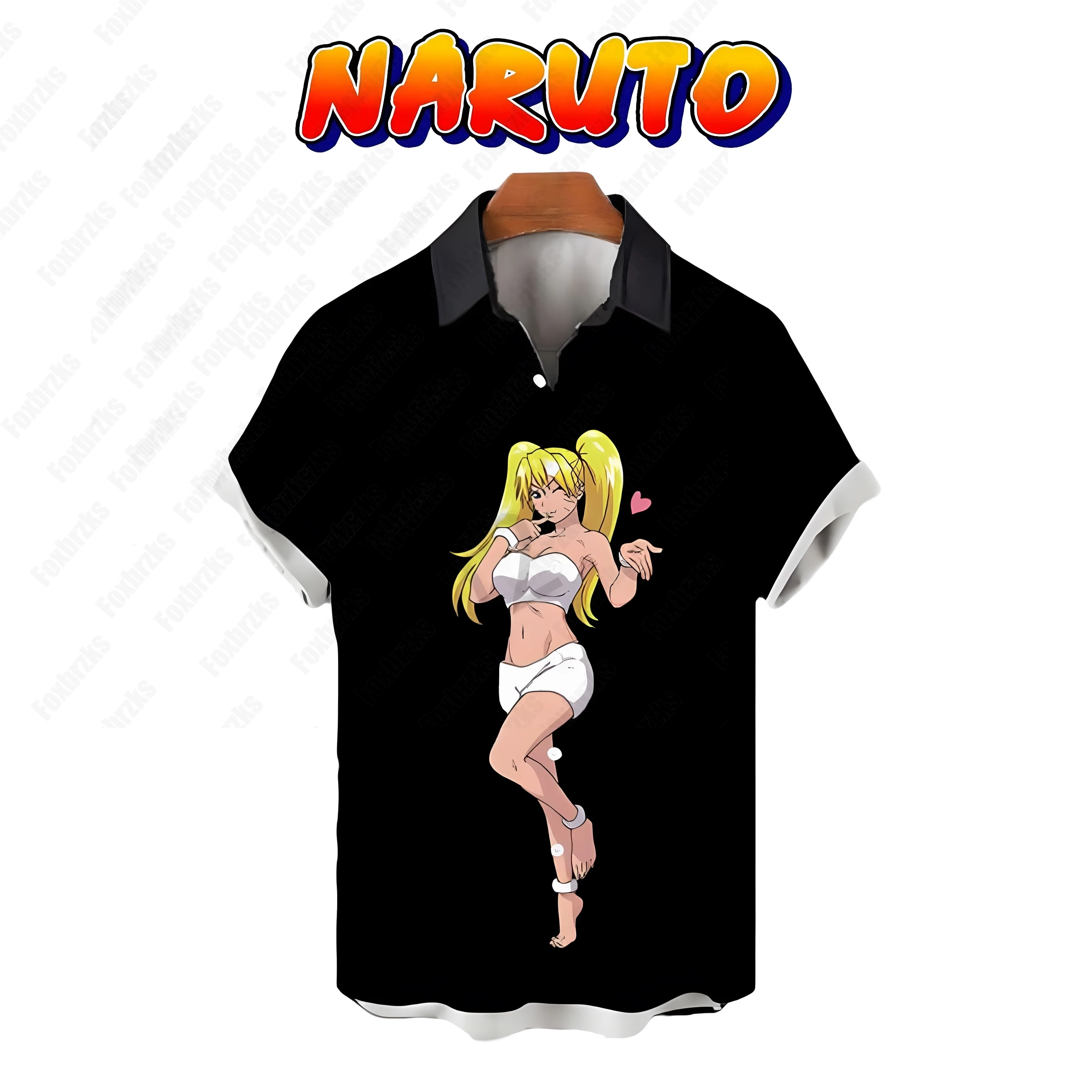 

Y2k Men's Shirts Shirt Summer Tops Naruto Fashion Clothing Beach Style Short Sleeve Harajuku Streetwear Oversized High Quality