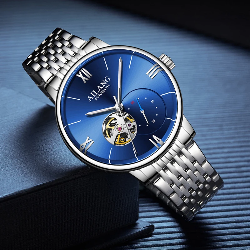 AILANG Orologio da polso da uomo classico con tourbillon, impermeabile, automatico, in acciaio inossidabile, di lusso_voghion.com