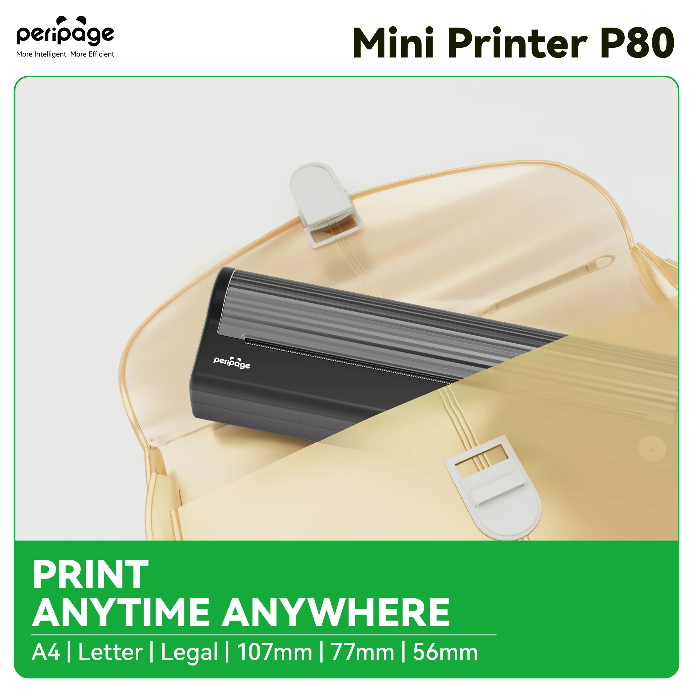 GlowMartPeripage P80 A4 Portable Thermal Printer Wireless Inkless Bt Printer for Business Office & Vehicles with A4